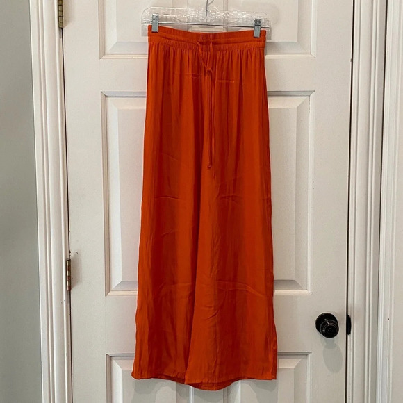 Joie Wide Leg elastic waist drawstring pants orange 16232 - Picture 1 of 11